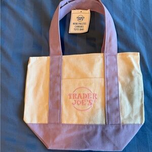 Mini Pastel Canvas Tote Bag - White & Lavender